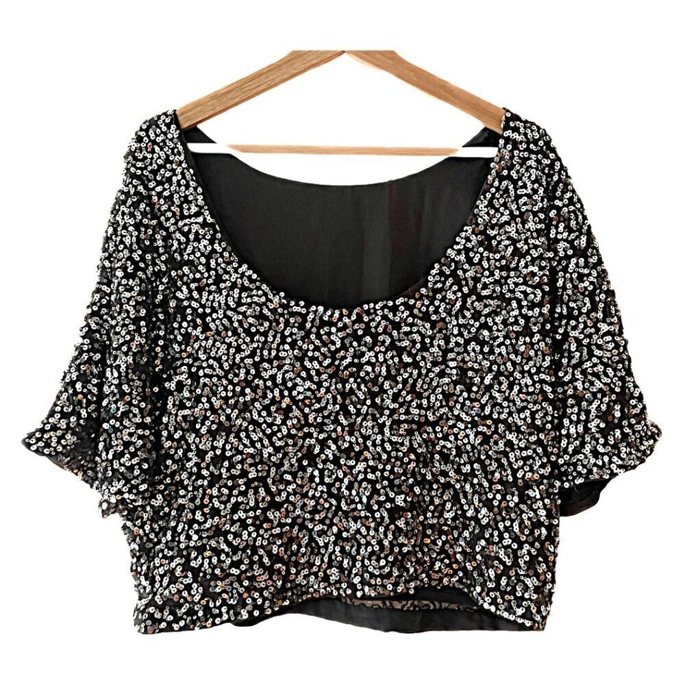 Express Sparkle Top Size Small Rose Gold Metallic Sparkles EUC‎